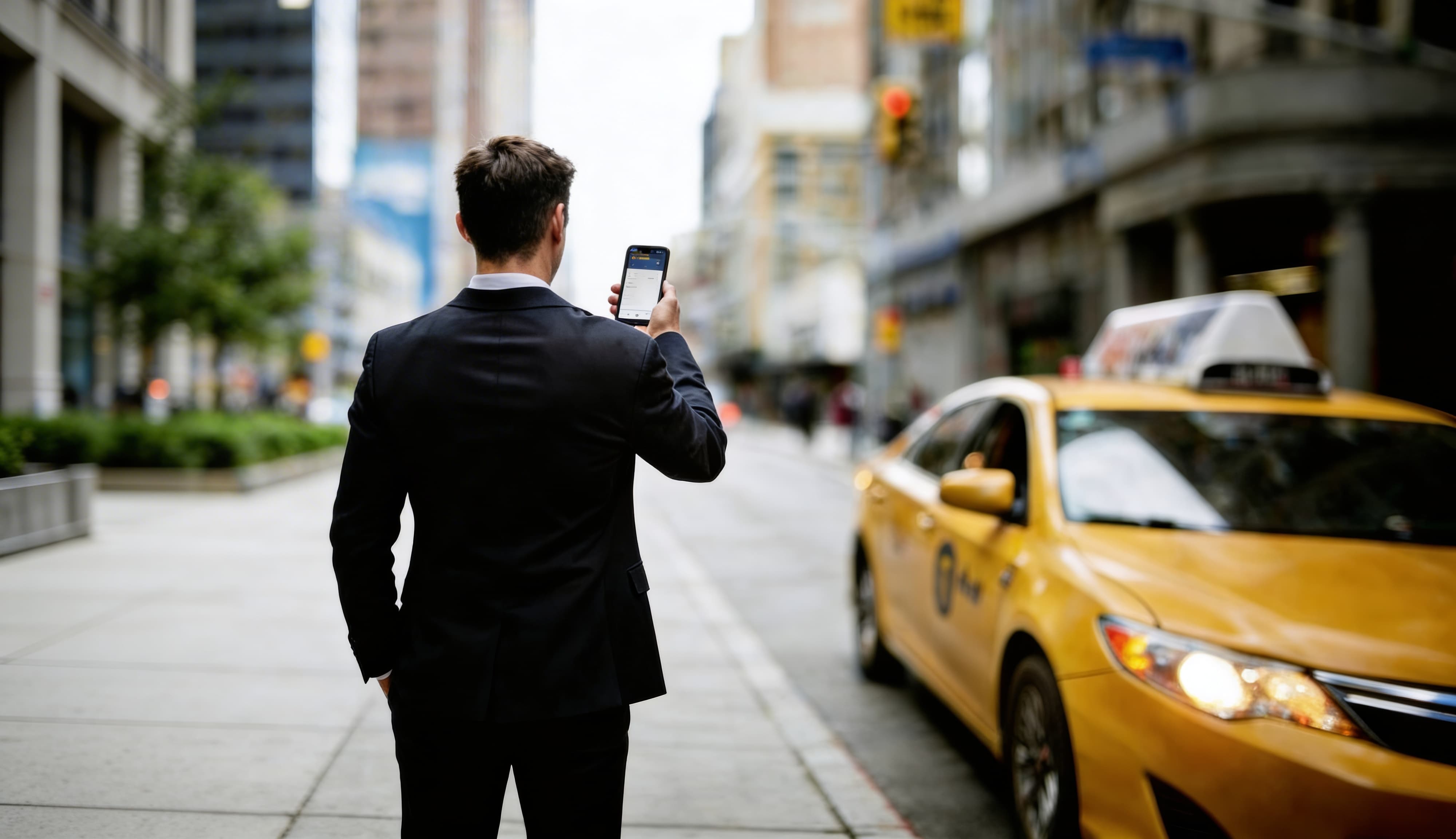 A tourist order a ride via a ride-hailing platform